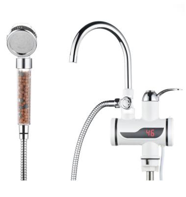 China 3000W Wholesale Plastic Bathroom Instant Water Heater Shower Faucet Mixer With Electric Jet Head for sale