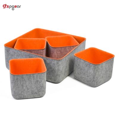 China High Quality Felt Storage Boxes Stored Set Of 5pcs Felt Drawer Organizer for sale