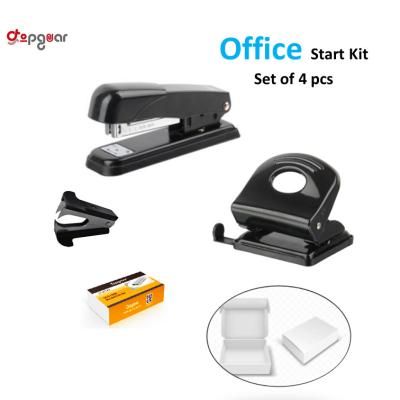 China metal & Plastic Basic Starter Kit Low Cost Office Set (Metal Stapler and Awl with Staples and Staples Remover) for sale