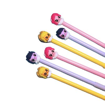 China Japanese cartoon normal factory wholesale creative head doll black gel pen and Korean stationery new for sale