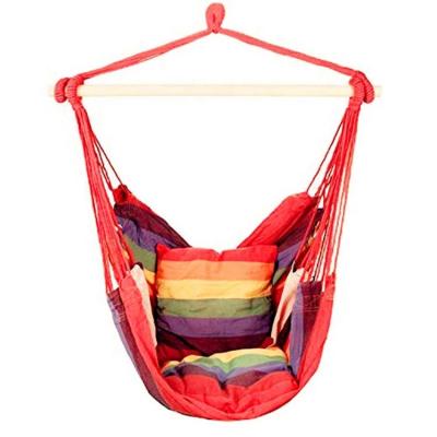 China BODI Modern Hot Sale Rainbow Canvas Hammock Outdoor Camping Swing Hanging Chair With Wooden Bar for sale