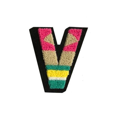 China 3D letter V chenille handmade patch custom embroidery for sale