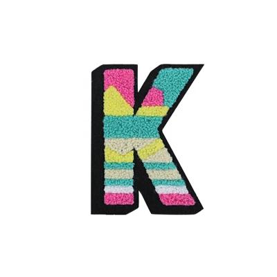 China 3D Four Color Mix Chenille Patch Alphabet K Badges For Bags for sale