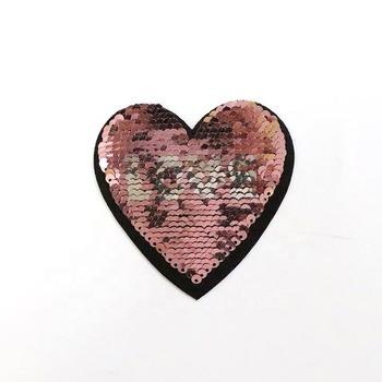 China high quality 3D embroidery patches sequins heart designs embroidery sequins for sale