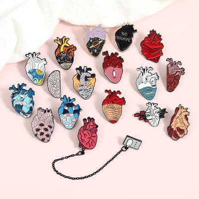 China Wholesale Custom Neurology Europe Anatomical Heart Enamel Pin Badge Metal Medical Doctor Lapel Pin With Chain for sale