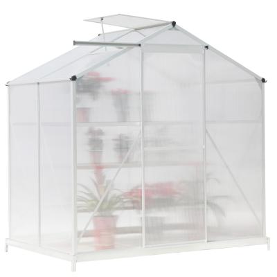 China Easily Assembled 4'*6 Color Sliding Door Mini Greenhouse Drivhus Silver Garden Greenhouse Gewachshaus Flower Mini Greenhouse for sale