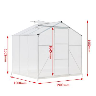 China Easily Assembled 6x6ft Aluminum Polycarbonate Greenhouse Garden Backyard Frame Outdoor Walk-in PC Galvanized Gardening greehouse for flower for sale