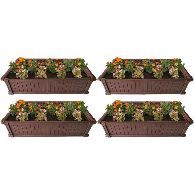 China Modern Home Raised Garden Bed Kit - Stackable Modular Flower/Planter Kit (4'x2 Brown, Set of 4) for sale