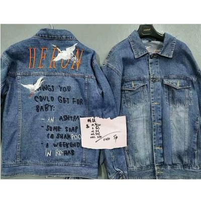 China Breathable GZY High Quality Custom Washed Black Denim Jacket Prints 100% Cotton Jeans Jacket for sale