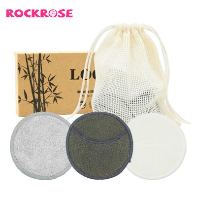 China Makeup Brush Rockrose Gray White Black Soft Bamboo Washable Custom Reusable Beauty Tool Wash Eye Makeup Remover Pads Cosmetics for sale