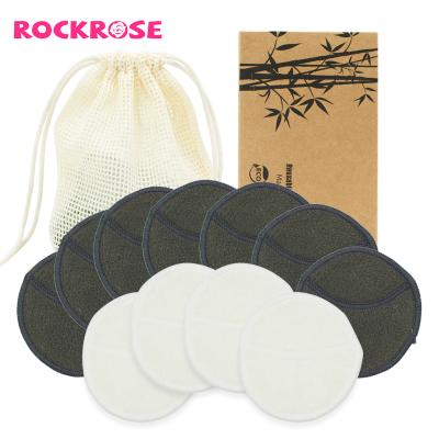 China Bamboo Fiber Rockrose Cotton Microfiber Remover Pad Washable Makeup Cleaning Bamboo Pads for sale