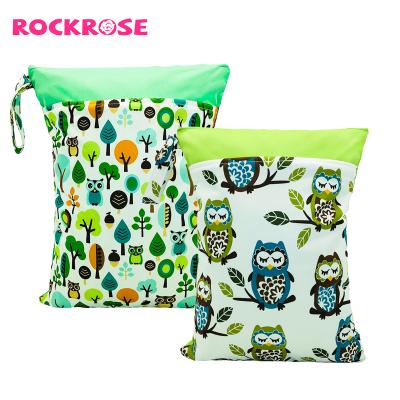 China Rockrose Water Resistant Double Zippered Baby Wet/Dry Diaper Bags Waterproof WetBag Reusable Cloth Diaper Backpack for sale