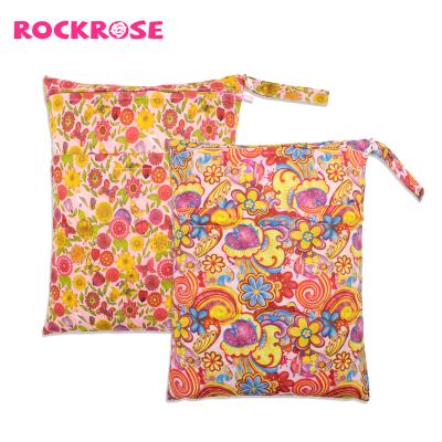 China New Rockrose Color Water Resistant Baby Diaper Outdoor Waterproof Reusable Diaper Bag Diaper Wet Bag for sale