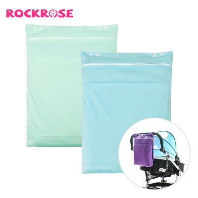 China Rockrose Reusable Double Zipper PUL Diaper Bag Waterproof Cloth Diaper Bags Wet Bag Eco-Friendly 29 x 35cm for sale