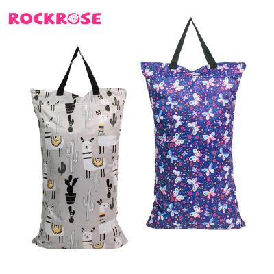 China Water Resistant Rockrose Large Capacity Waterproof Washable Swimming Wet Bag Beach Recycled Pilyester Wet Bags 40*70cm for sale