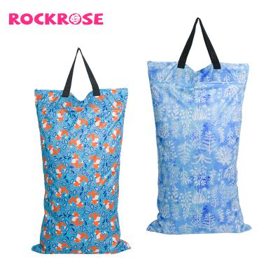 China Reusable Rockrose Fabric Custom Waterproof Two Pockets Wet Dry Bags Zippered Diaper Bag Water Resistant for sale