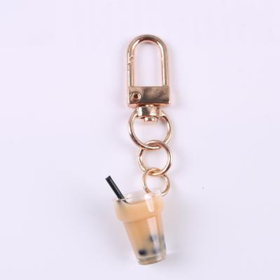 China Cute Creative Glass Tea Drink Milk Boba Bubble Keychains Bottle Keychain for Suovenir, Cute Cartoon Key Ring Charm Bag Pendant for sale