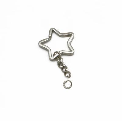 China Heart Shaped Metal Star Keychain Silver Split Hardware For DIY Key Chain Jewelry, Carabiner Snap Hook 8 Clasp Charm Springs for sale