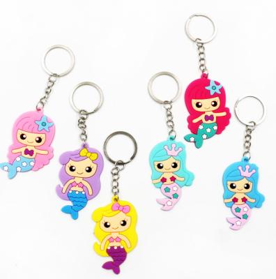 China Branded New Hotel Cool Rubber Plastic Resin Rubber Key Chain, Lovely Novelty PVC Colorful Cute Cartoon Mermaid Key Chain For Kids for sale