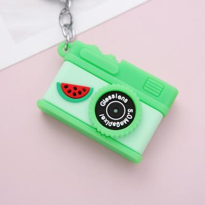 China Fruit Rubber Camera Cartoon 3D Animation PVC Decoration Keychain Key Chain Pendant Charm, Mini Camera Picture Toy Kids Viewer Keychain for sale