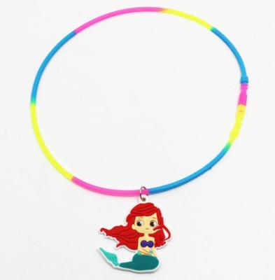 China TRENDY The Little Mermaid Princess Pendant Fork Rainbow PVC Necklace, Seashell Starfish Mermaid Beach Glitter Charm for sale