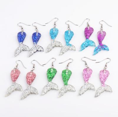 China Creative personalized CLASSIC Japanese and Korean drop earrings jewelry for mermaid earring fish tail ear stud transparent ball ears for sale