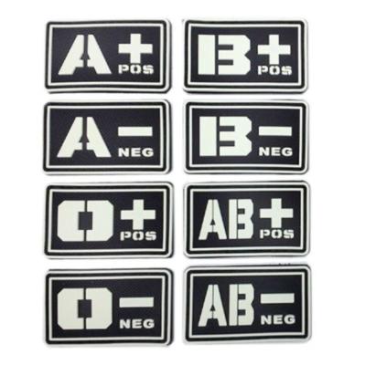 China Viable Hook And Loop On Blood Type Patch A+ B+ AB+ Tactical Military Hook Rubber Patch, Aviation Air Force Soft PVC Patch Custom for sale