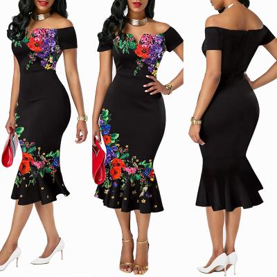 China Seefoun OEM Breathable Women Evening Dress Dresses Flower African Cotton Dress America Fasion Ladies Dresses for sale