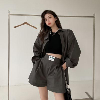 China Seefoun OEM Breathable Women 3 Pieces Sets 2022 Summer New Korean Retro Sunscreen Casual Long Sleeve Shirt Set For Women for sale