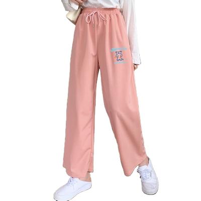 China Anti-wrinkle Seefoun OEM black casual pants women print wide leg pink sports pants loose wide-leg pants winter 2022 loose sweatpants for sale