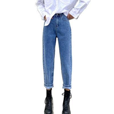 China Seefoun Anti-wrinkle OEM Dyed Denim Women Casual Pants Pocket Ladies Denim Pants Casual Denim Pants for sale