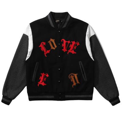 China Harajuku Streetwear Letters Heart Embroidery Women's Black Bomber Jacket Women's OEM Hip Hop HIP HOP Seefoun Jackets With Design for sale