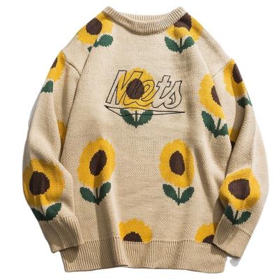 China Anti-Wrinkle Seefoun OEM Sunflower Sweater Women Long Sleeve Sweaters 2021 Women's Pullover Clothes High Quality Knitted Sweater Women for sale