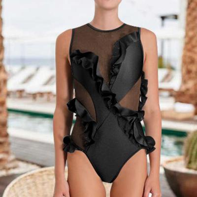 China 2020 SEEFOUN 2022 Vintage Swimwear One Piece Swimming Suit For Women Swimwear Push Up Swimsuit Black Ruffle Monokini Beach Wear for sale