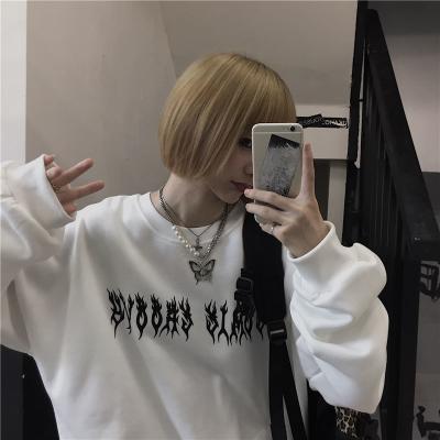 China Harajuku Viable Demon Streetwear Letter Punk Black Tops Oversized Hoodie Ulzzang Streetwear Casual Women's Hip Hop Cool Sweatshirt Goth for sale