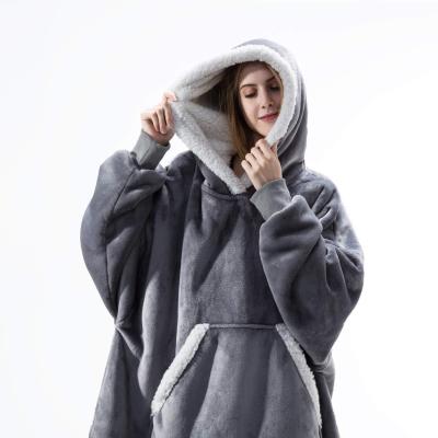 China Anti-Wrinkle Oversized Hoodie Blanket With Sleeves Sweatshirt Plaid Winter Fleece Hoody Women Pocket Female Hoodie Oversized Blanket Femme for sale