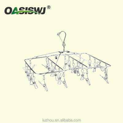 China Clip Household Stainless Steel Laundry Hanger Folding Cloth Hanger for sale