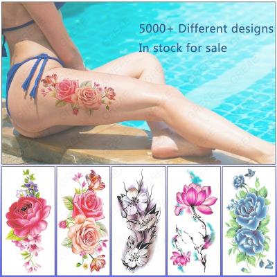 China Greae Tattoo Sticker Women Temporary Colorful Sex Rose Flower Temporary Tattoos for sale