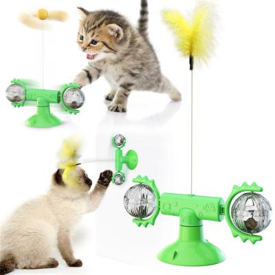 China Viable Wholesale Amazon Hot Sale Spin Windmill Catnip Toy Turntable Toy With Suction Cup for sale