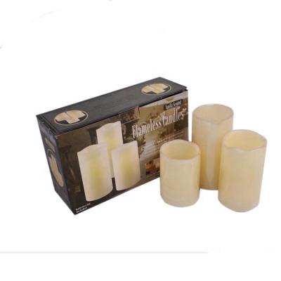 China Flameless Wax Pillar Flicker Dancing Wave Top LED Ivory Ivory Candles With Realistic Wick for sale