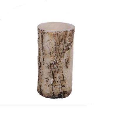 China Bark Stone Flameless Realistic Kind Wax Flameless LED Pancake Real Candles for sale