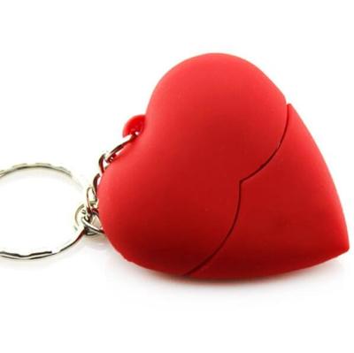 China Card Valentine's Day Women Love Gift Silicon Heart Shape Flash USB With Key Chain for sale