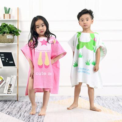 China Baby Hooded Absorbent Quick-drying Cloak Towel Cotton Hypoallergenic Kid's Bath Beach Towel Wearable 100% Bathrobe for sale