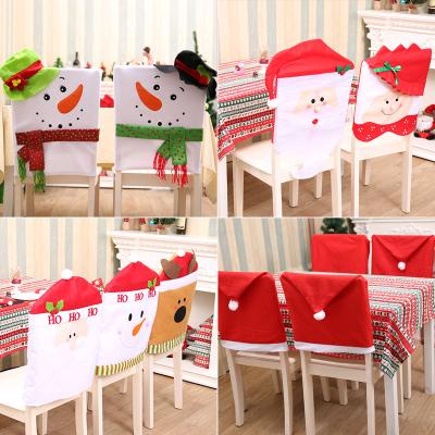 China Durable Christmas Decoration Nonwoven Cartoon Chair Cover Hotel Restaurant Dining Christmas Chair Cover For Decoration for sale