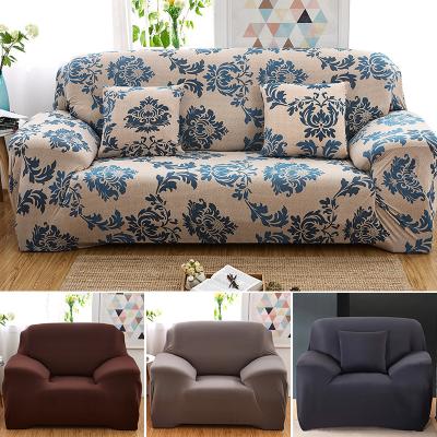 China High Elastic Sofa Cover Polyester Fabric Plant Solid Color Wholesale Breathable Comfort Elastic Full Flower Printing 1 or 2 or 3 or 4 Seater Sofa Cover for sale