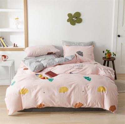 China Wholesale Nondisposable Comfortable And Breathable Cotton Pink 4 Pieces Sheet Comforter Set Full Twin King Queen Size Bedding Set for sale