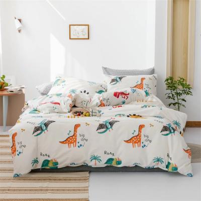 China Nondisposable Wholesale Dinosaur Printed Cartoon King Size 4pc Twin Full Cotton Sheet Set Bedding Set for sale