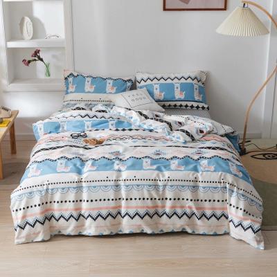 China Nondisposable Wholesale Digital Printing Twin Queen King Size Full Cotton 4 Piece Bedding Set Flat Sheet for sale