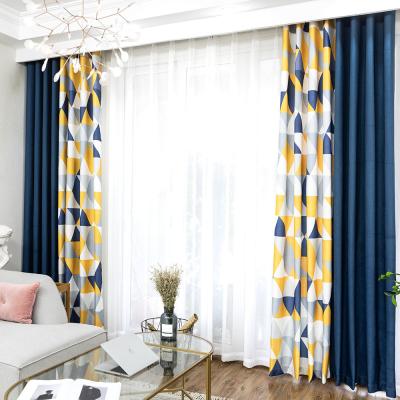 China High Quality Nordic Geometric Blackout Cotton Blackout Canvas Light Shading Curtain For Living Room for sale