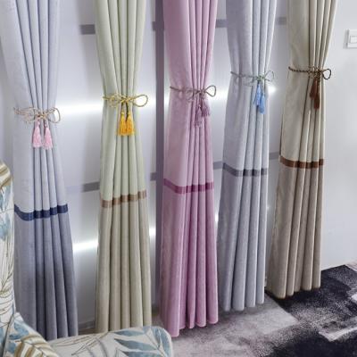 China Factory Wholesale Blackout Ready Stock Blackout Fabric Living Room Bedroom Stripe Cheap Embossed Curtain for sale